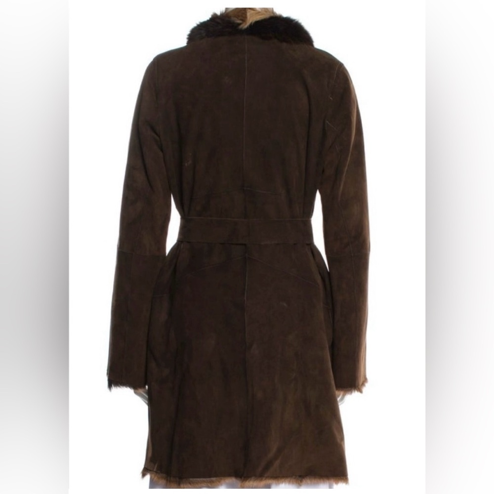 Gerard Darel Brown Suede Goat Skin Shearling Toscana Coat - Picture 12 of 16